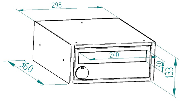 Technical Drawing of 120 Minute Fire Rated Mailbox with Dimensions